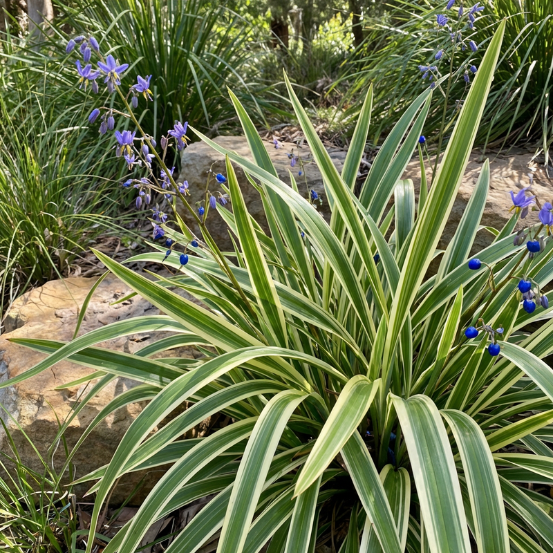 dianella tasmanica 'variegata Variegated Dianella - Striking Foliage and Low-Maintenance Evergreen  Perennial